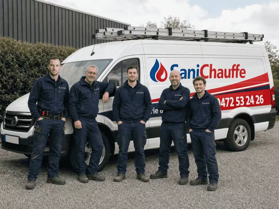 L'équipe Sanichauffe — plombiers, chauffagistes et techniciens de dépannage en Belgique